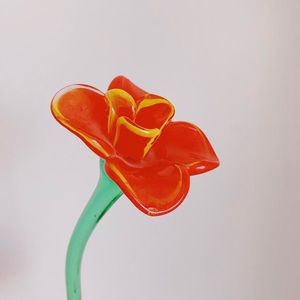 SOLD- Red Glass Flower Stem